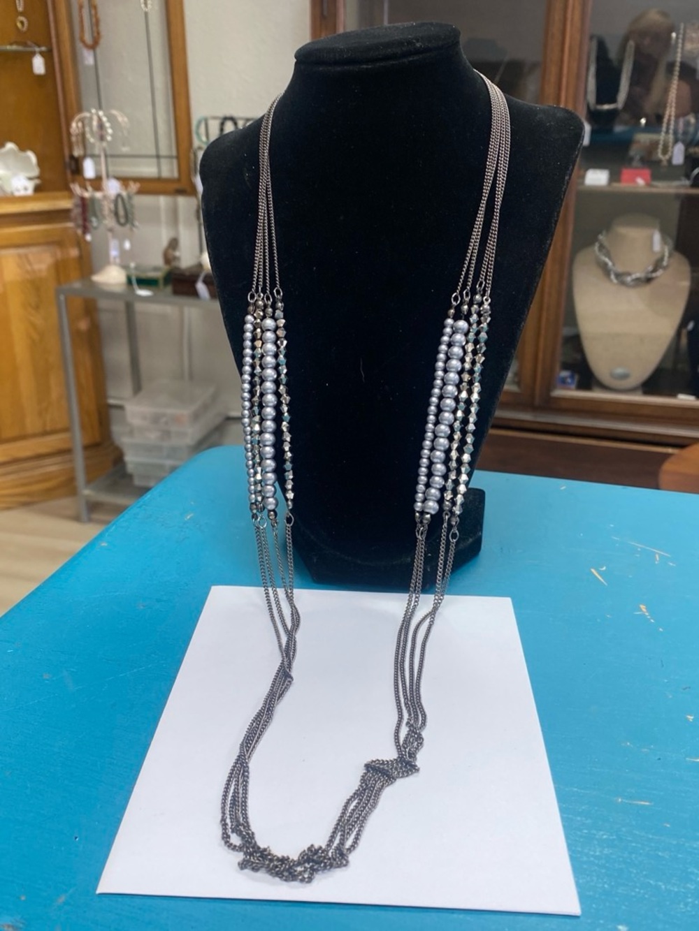Simply Vera Vera Wang Gunmetal Multi-Strand Necklace with Silver Beads